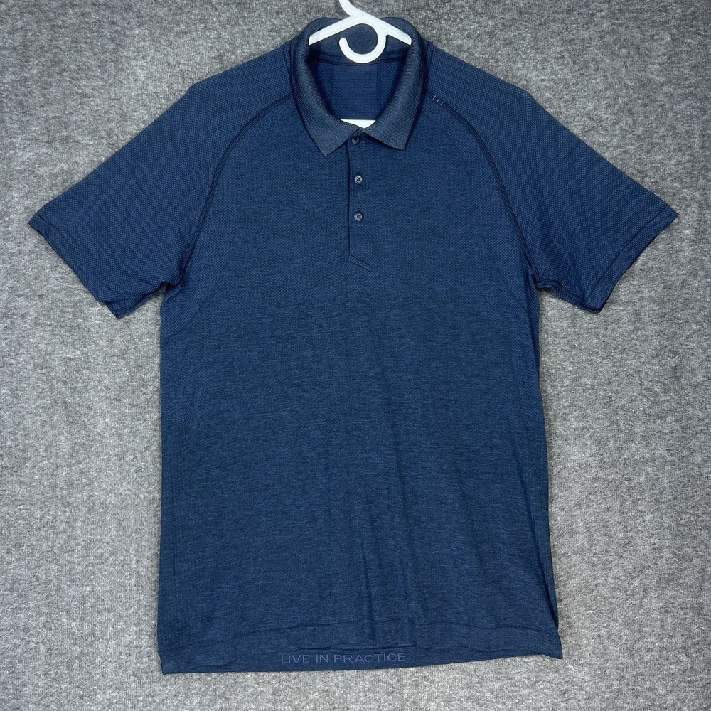 Lululemon Metal Vent Tech Polo‎ Shirt Men's M Blue Stretch Lightweight Golf